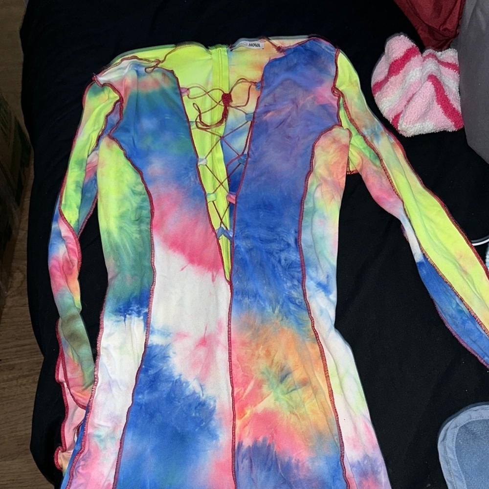 Fashion Nova Multicolor Tie-Dye Jumpsuit